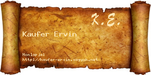Kaufer Ervin névjegykártya